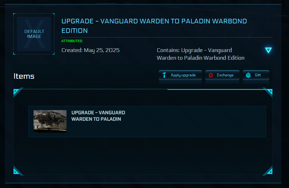 CCU Vanguard Warden to Paladin – image