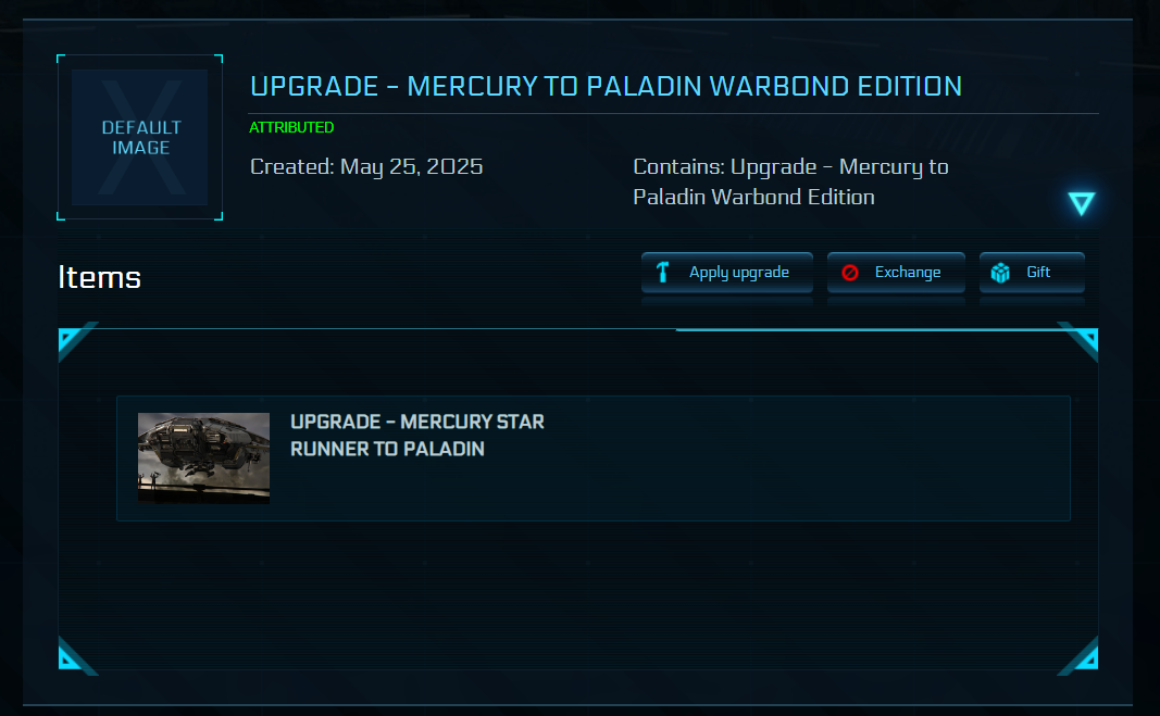 CCU Mercury to Paladin – image